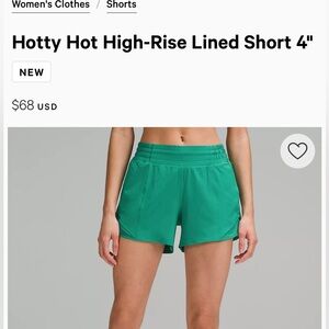 Lululemon Hotty Hot High Rise 4” Short